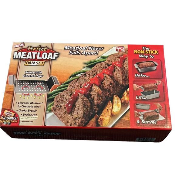 Perfect Meatloaf Pan Set NEW Bonus Recipe Guide As Seen on TV Removable Tray - Picture 1 of 6